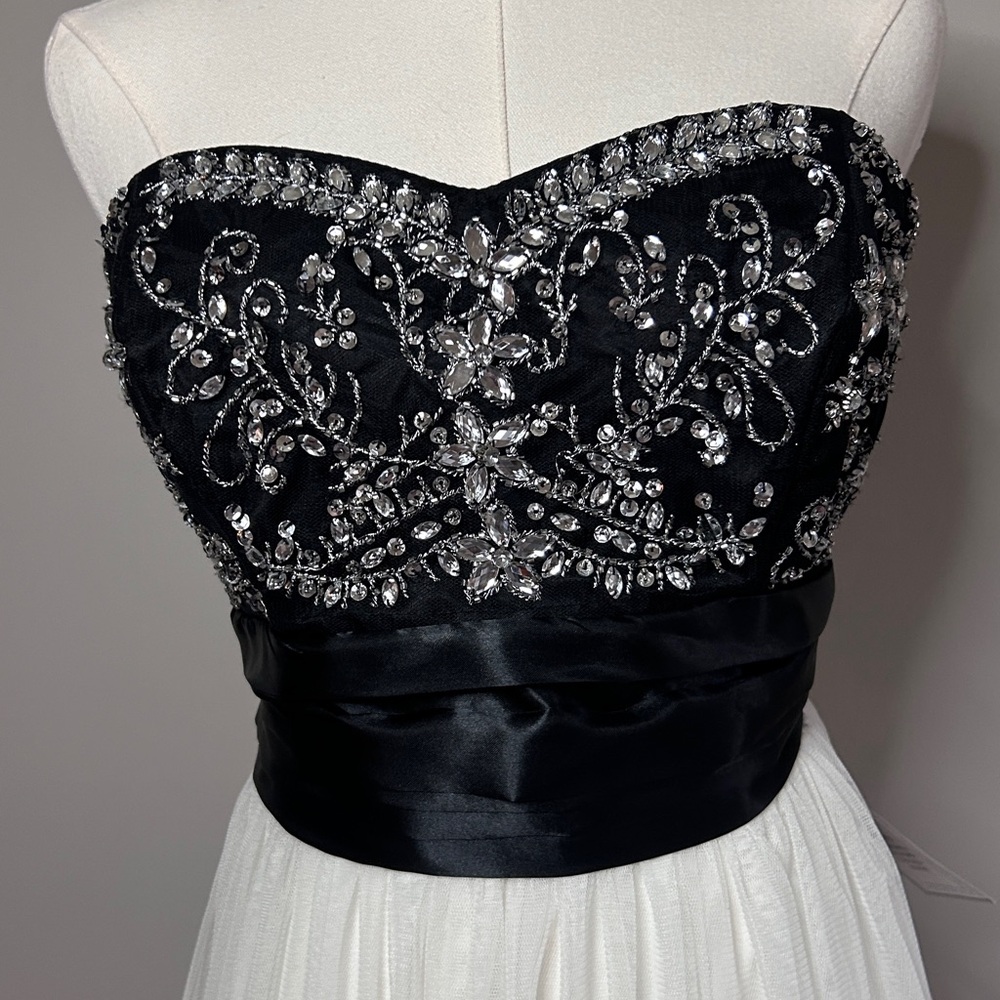 NWT B DARLIN Babydoll Rhinestone Strapless Asymmetric Y2K Prom Formal Dress | 11 - Picture 5 of 12